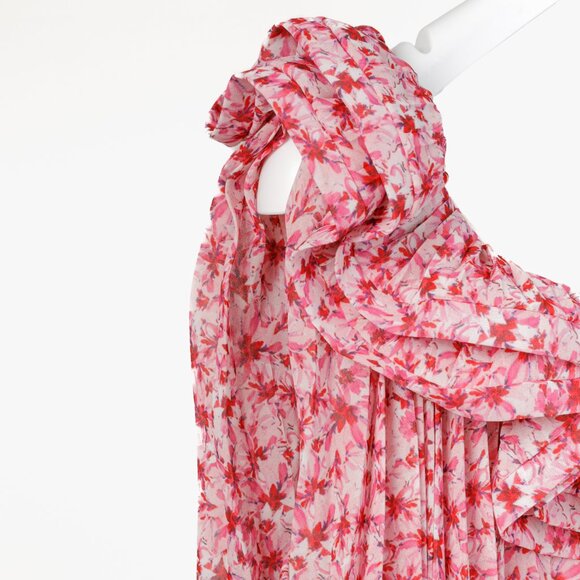 Amur Portia Pink Floral Pleated Tiered One-Shoulder Top - Picture 6 of 9